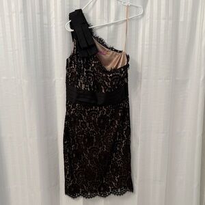 Eliza J One Shoulder Bow Lace Dress - Size 8